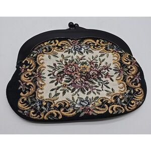 Vintage Tapestry Clutch‎ Purse Handbag Japan MCM Victorian Style 9" Kisslock